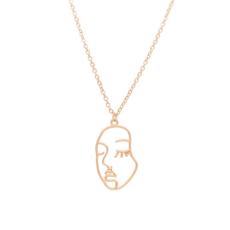 10pcs Gold Alloy Temperament Abstract Human Face Hollow Charms Pendant Necklaces for DIY Jewelry Findings Earrings Accessories