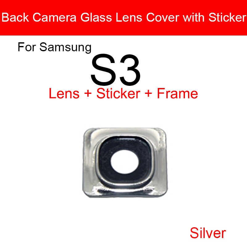 Zurück Hinten Kamera Objektiv Glas Mit Klebstoff Stock Für Samsung Galaxis S3 S4 I9500 S5 Wichtigsten Kamera Objektiv Glas Ersatz teile: Silber- S3