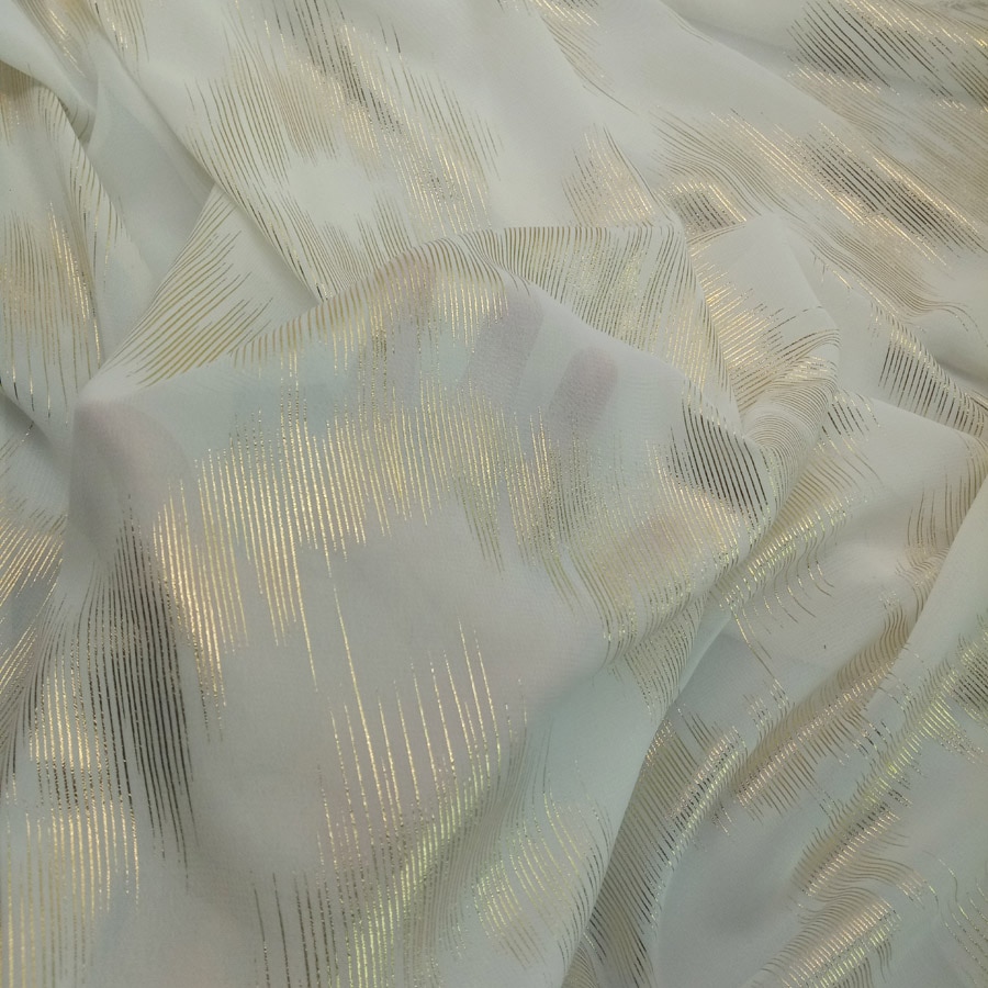 Stage Dancing Bronzing Chiffon Fabric Shiny Golden Stripe Fabric Bronzed Costume Material DIY stage cosplay Dress 1Meter