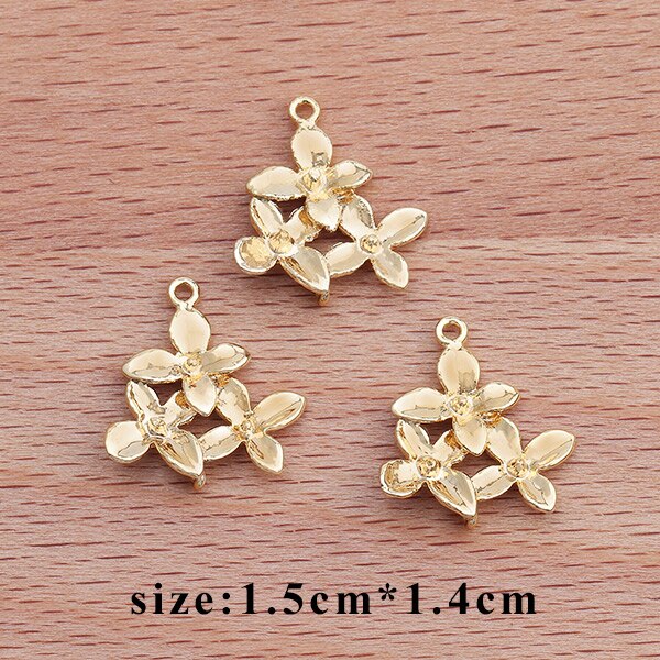 Gufeather  m336, smykketilbehør ,18k guldbelagte ,0.3 mikron, gør-det-selv-vedhæng, blomsterform, gør-det-selv øreringe, smykkefremstilling ,10 stk/parti: M33609