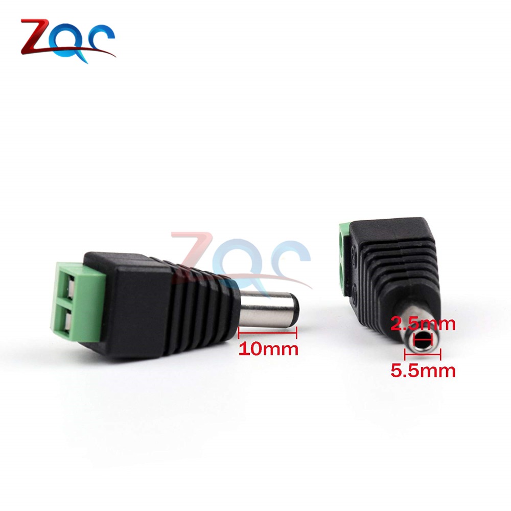 5PCS male and female DC Power plug 5.5x2.1MM 5.5x2.5MM 3.5x1.35MM 12V 24V Jack Adapter Connector Plug CCTV 2.1*5.5mm 2.5 1.35