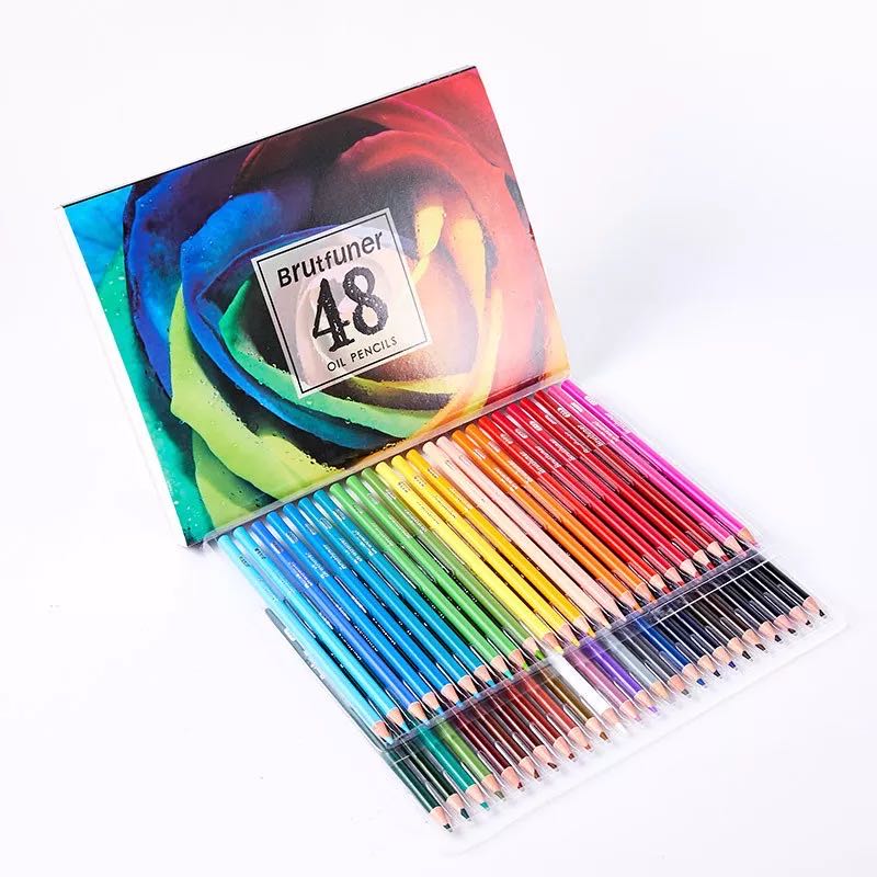 Watercolor Pencils Set and Oil Pecils Pencils Set Artist Painting Sketching Wood Color Pencil School Children Art Supplies: 48 Oil Pencils