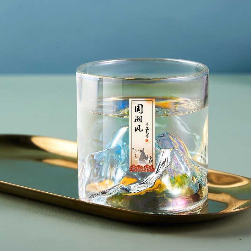 Tasse à whisky en verre de montagne 3D, verre à whisky Transparent, glace, Vodka, verre de roche, verres à boissons, illustration, Gif