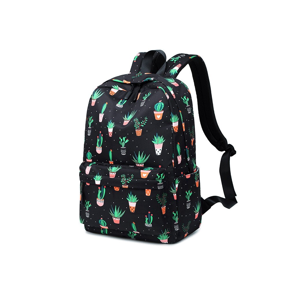 bolsas para la escuela mochila para chicas adolescentes, mujeres verde Cactus libro de impresión de bolsa mujer la escuela mochila: Black