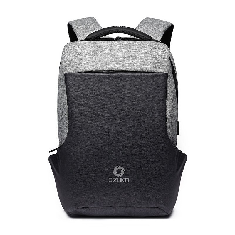 Heren rugzak student schooltas laptop rugzak multifunctioneel heren zakelijk reizen usb opladen 15.6 inch solide