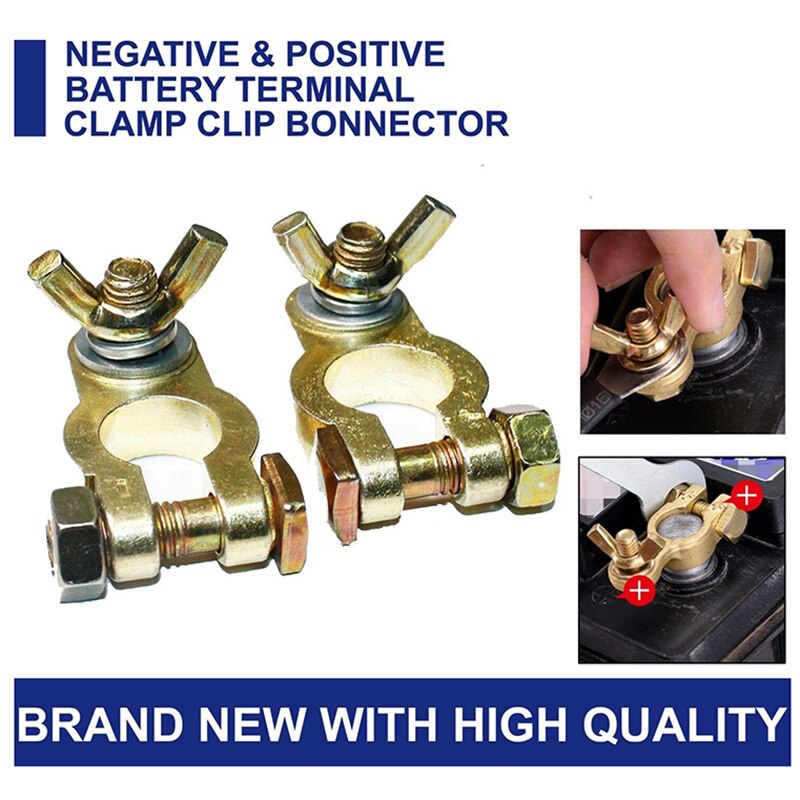 2PCS Auto Battery Terminal Connector Heavy Duty Battery Terminals Clamp Dual Connector Positive Negative Battery Connectors