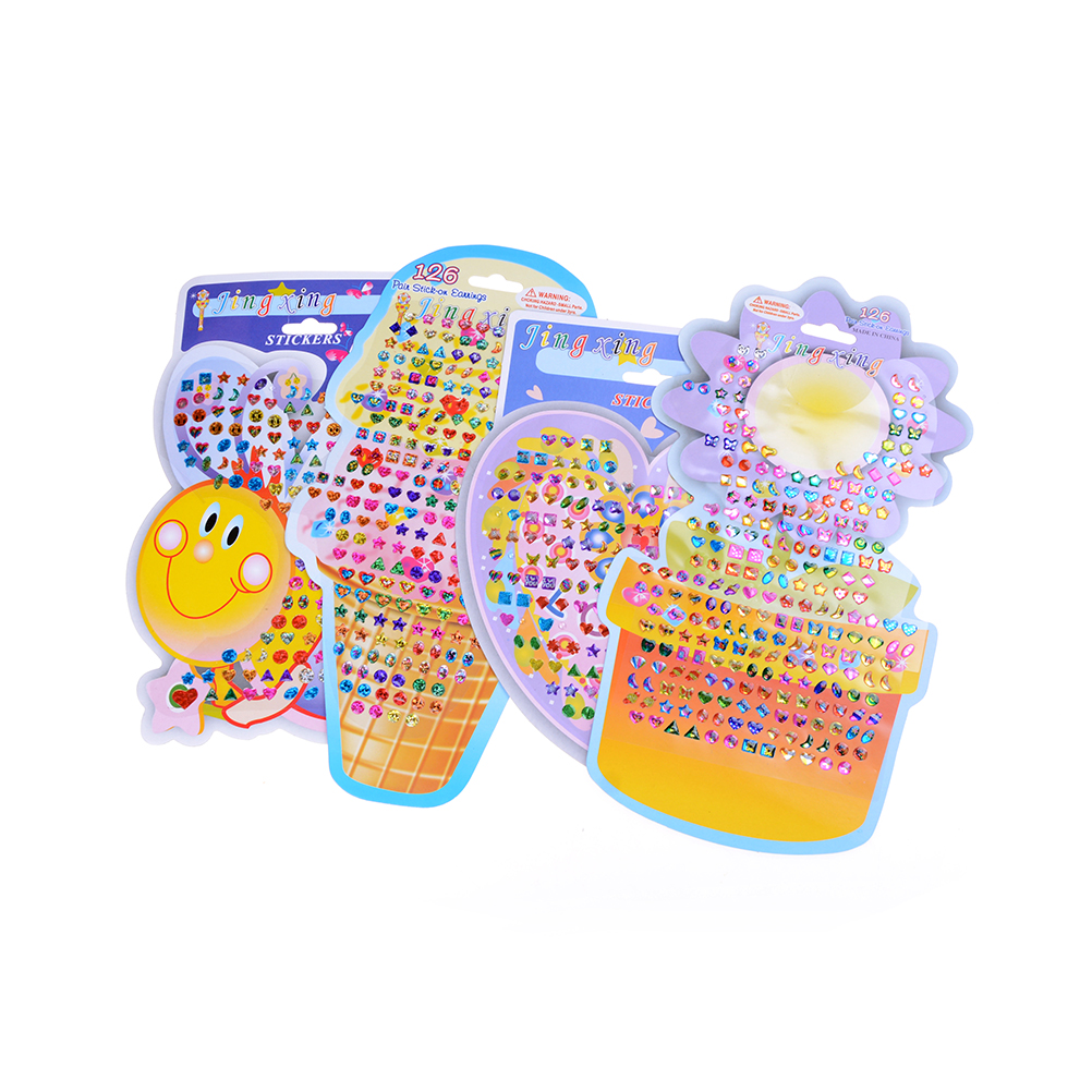 4 stk / sæt smuk barn pige krystalpind øreringe klistermærke legetøj kropspose fest smykker