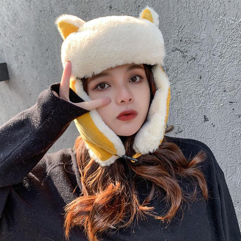 Ushanka – chapeau d'hiver épais pour femme, , coupe-vent, avec oreillettes