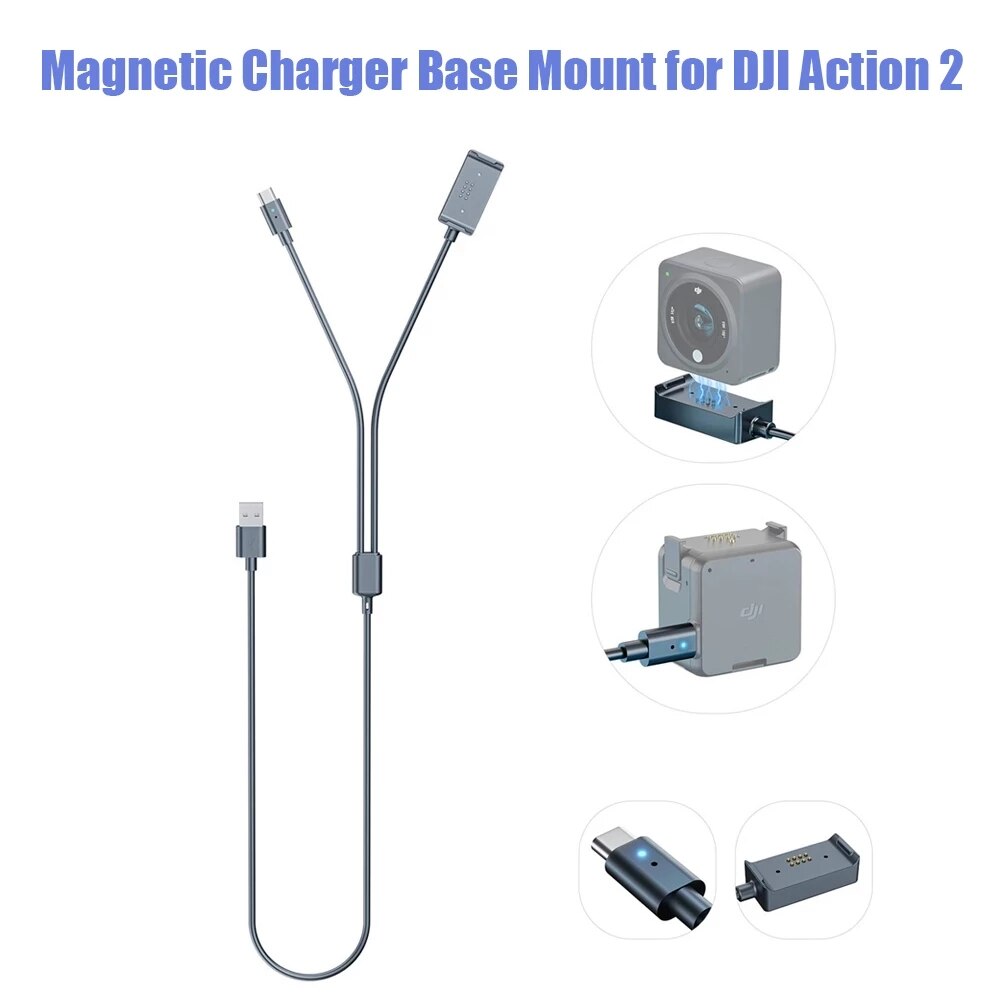 DJI Aktion 2 Magnetische Ladegerät Basis Montieren mit 2 in 1 Typ-c Schnelle Ladung Adapter USB 2,0 für DJI Osmo Aktion 2 Kamera Zubehör