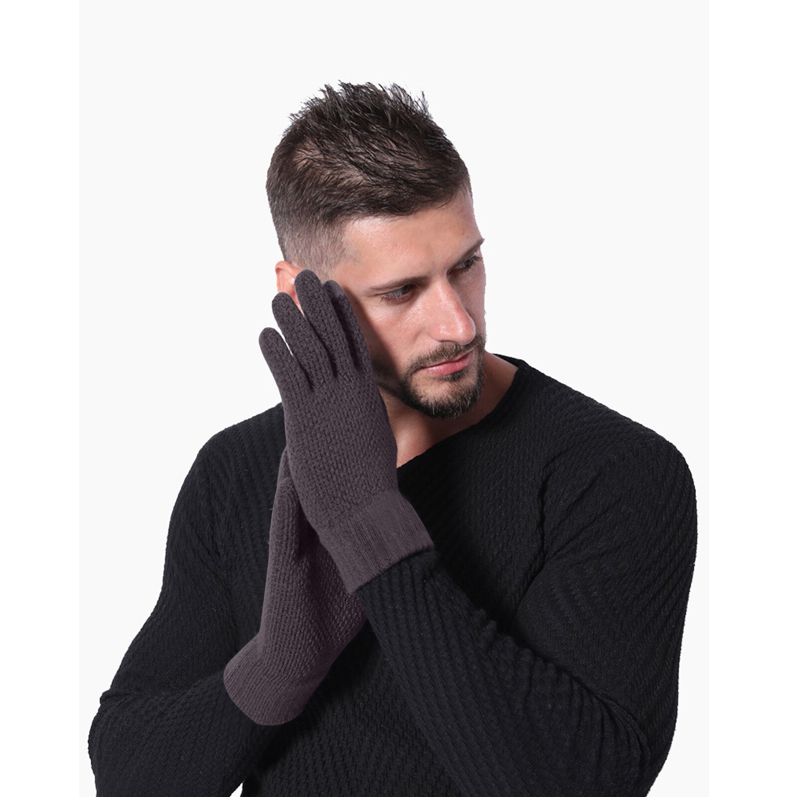Sagace hiver gants de plein air hommes automne et hiver épaissi tricoté gants de laine doux Mittenп