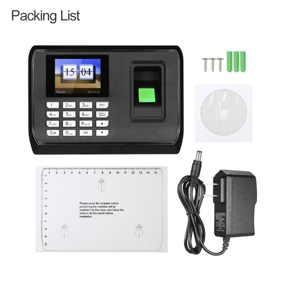 2.4inch Intelligent Biometric Fingerprint Password Time Clock Attendance Employee Checking-in Recorder Machine With USB driver