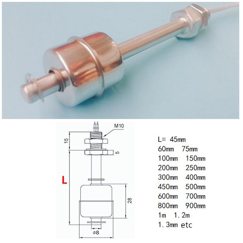 304 Stainless Steel Float Switch High Temperature Resistant Water Level Controller Automatic Level Control Sensor Switches