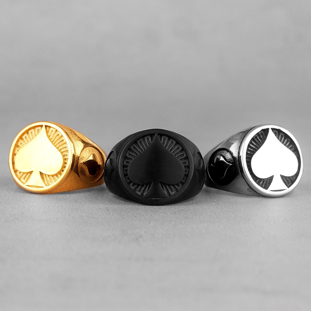 Anillos de acero inoxidable para hombre, sortija de póker de buena suerte, Punk, Hip Hop, joyería única para novio y motociclista, al por mayor