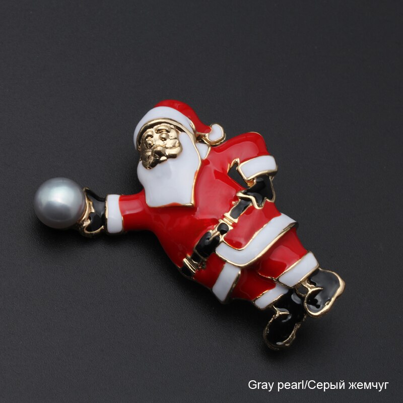 Santa Claus brooch jewelry,natural pearls brooch christmas