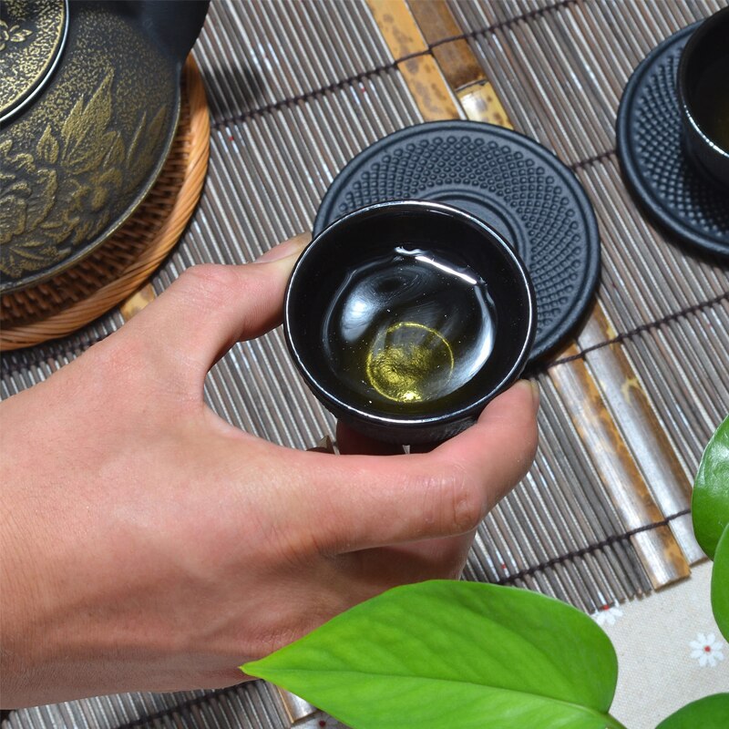 RUIDA Japansk Støpejern Tekopp Sett - 100ml - Håndlaget Kung Fu Te Kaffe Verktøy Helse