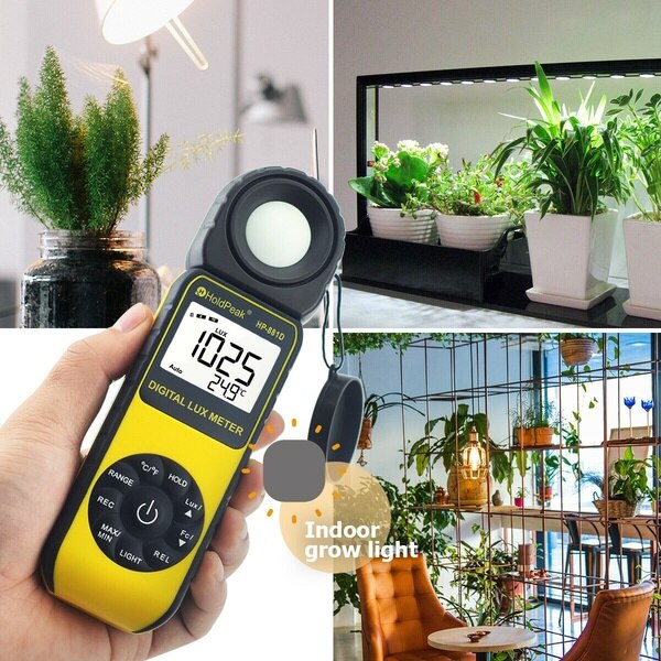 HP-881D Digital Illuminance Light Meter, 0.01~400,000 Lux Foot Candles Luxmeter with 270º Rotated Sensor Light Tester