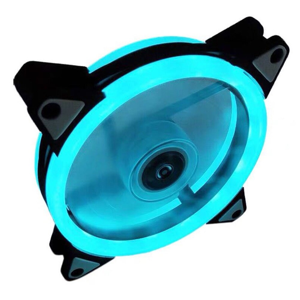 Universal computer RGB fan 120mm 15LED light Dual Aperture Silent PC Computer Case Cooling Fan Cooler: Ice Blue