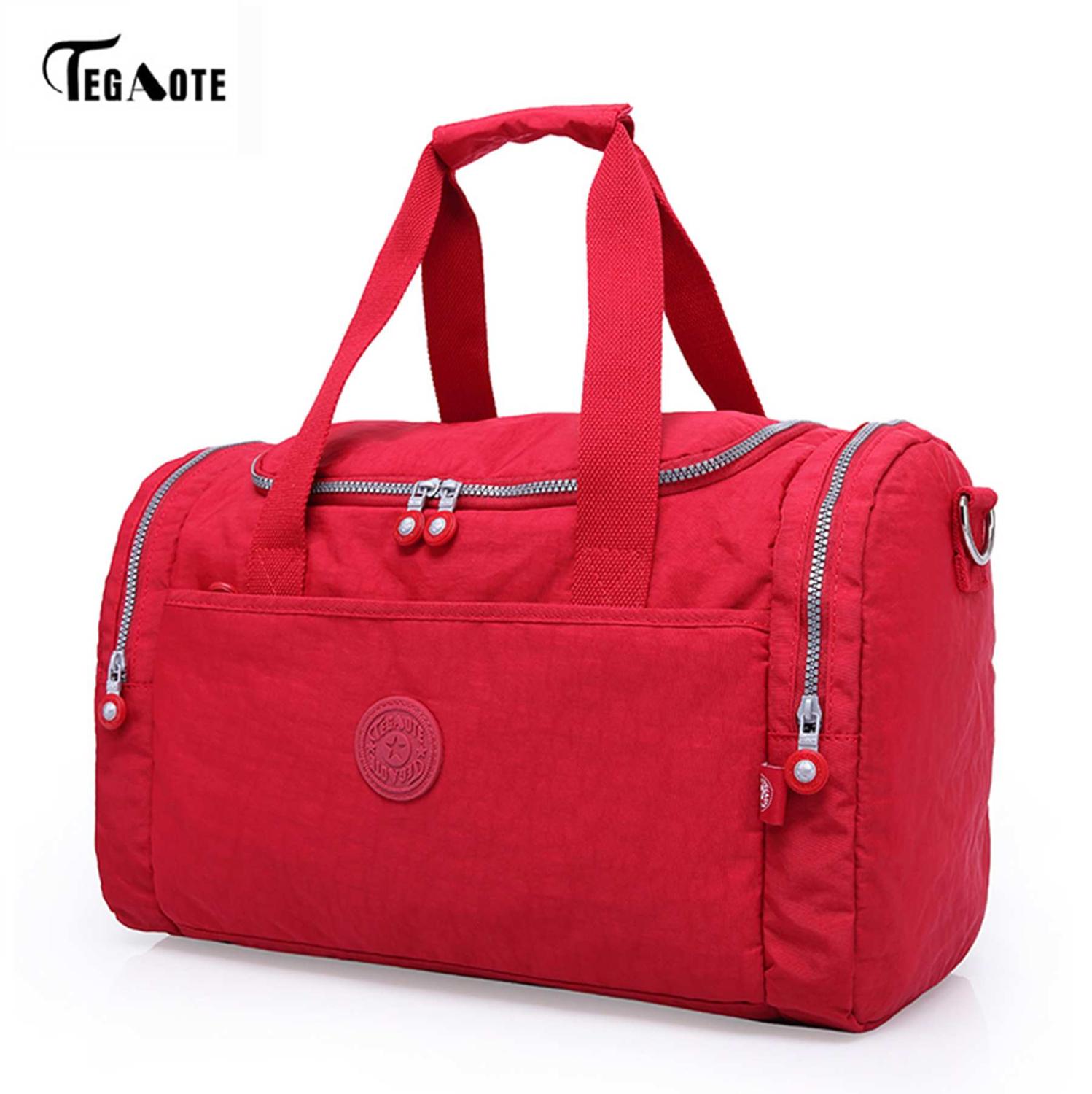 TEGAOTE femmes sacs de voyage grande capacité étanche bagages sac de sport fourre-tout décontracté grand week-end voyage sac touristique: Rouge