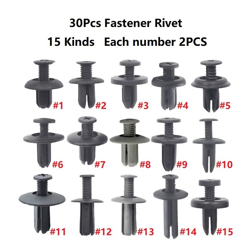 Universal Auto Plastic Fastener Clip For All Cars Dashboard DVD CD Console Panel Trim Metal Rivet: A1-30Pcs Fastener
