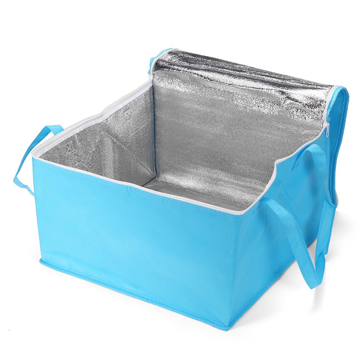 10/12 tommer frokost køletaske isolering folde picnic bærbar ispose mad termisk taske madpose drikkebærer pizza: Himmelblå / 10 tommer