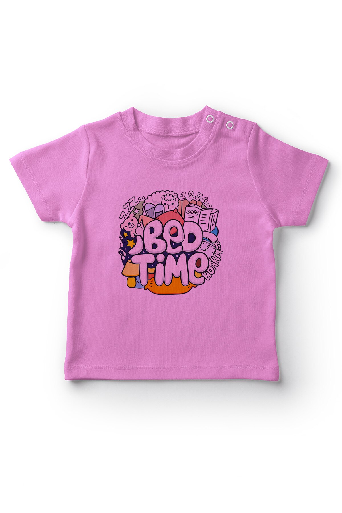 Camiseta rosa do bebê da menina do tempo da cama do bebê de angemiel