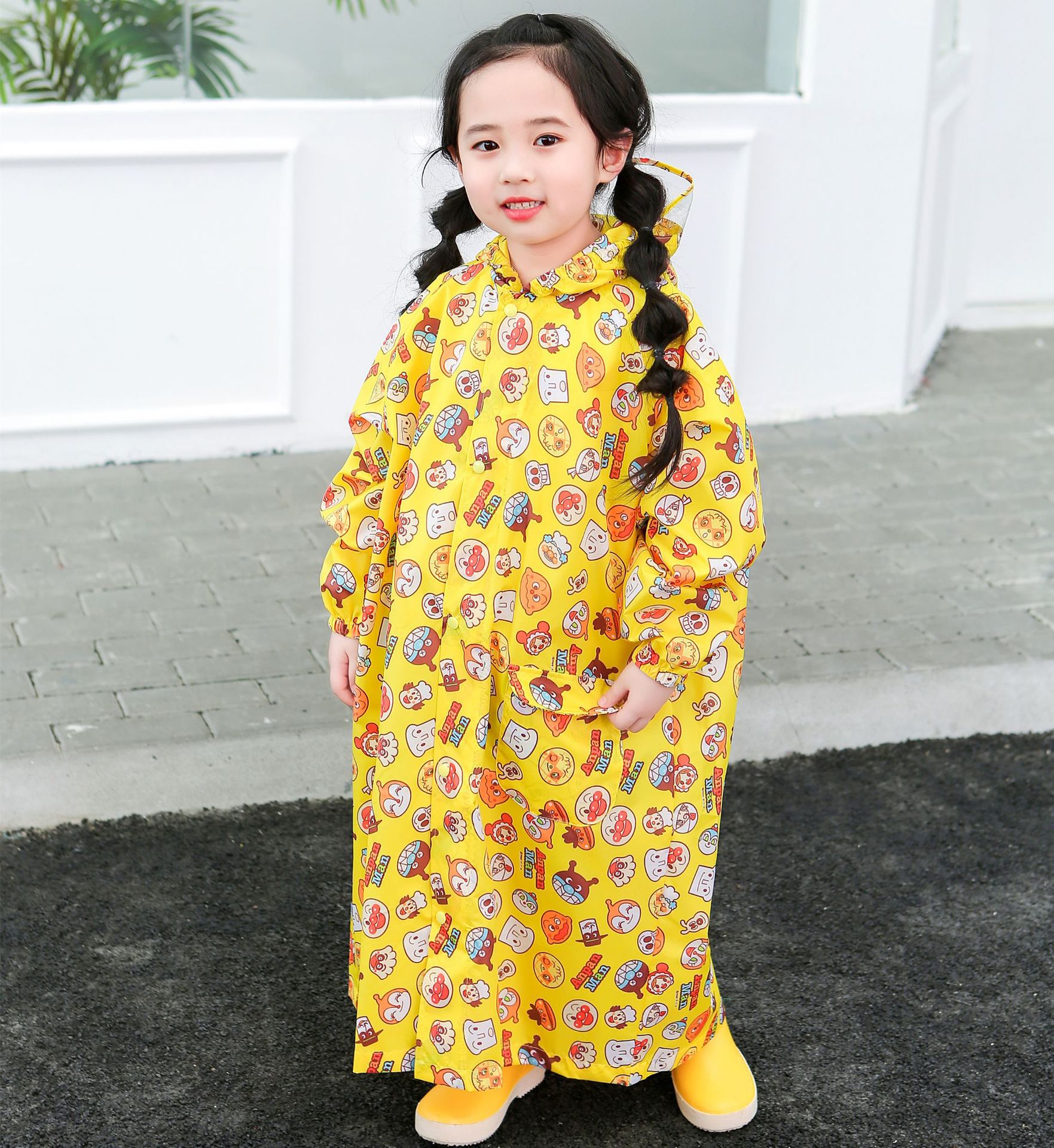 Poncho imperméable de dessin animé pour enfants et élèves, une pièce avec cartable, imperméable et résistant à la neige: Yellow / XXL