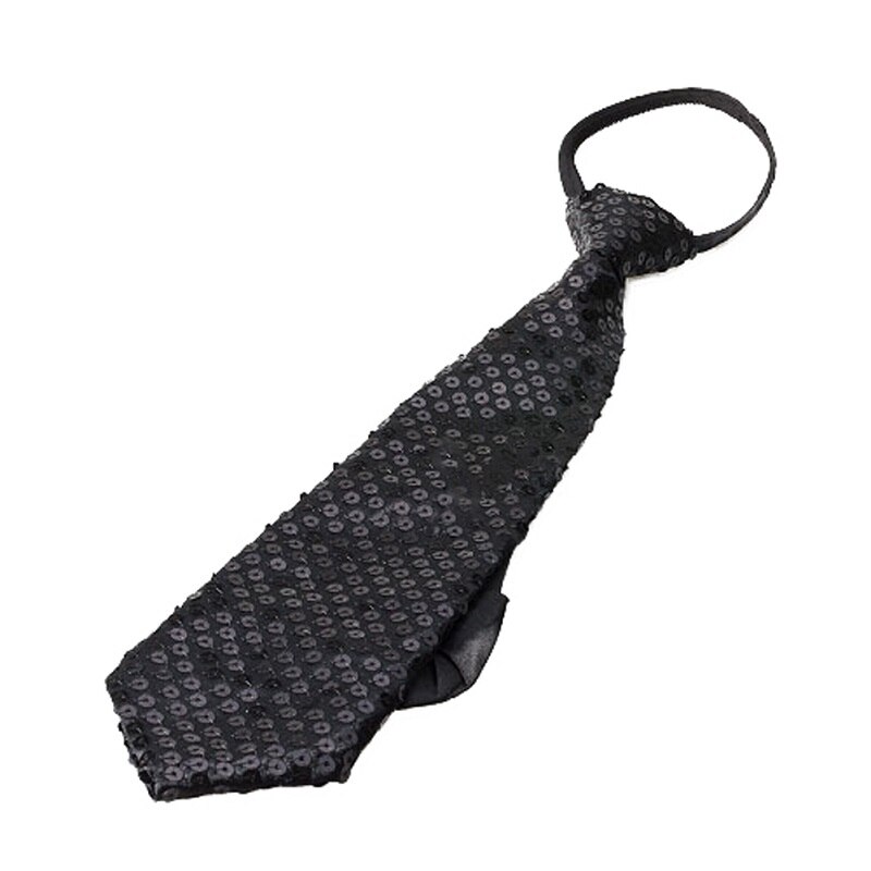 Pajarita de lentejuelas para niños y niñas, lazo elástico ajustable para boda, para actuaciones en el escenario, líder en ventas escolares: Black