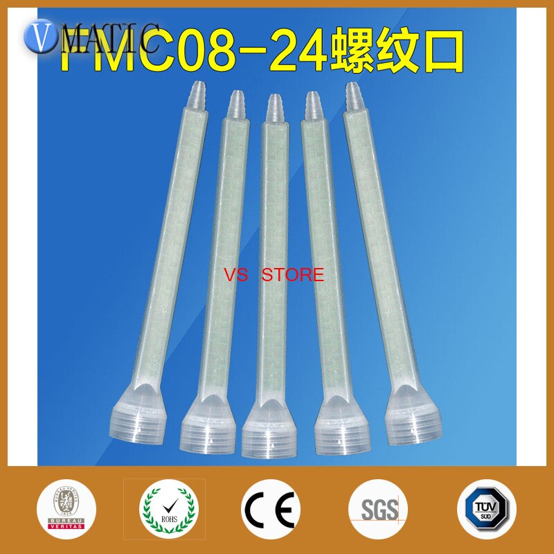 Green Resin Static Mixer FMC08-24 Mixing Nozzles Screw Mouth Silicone Mixing Tube Nozzle 5Pcs