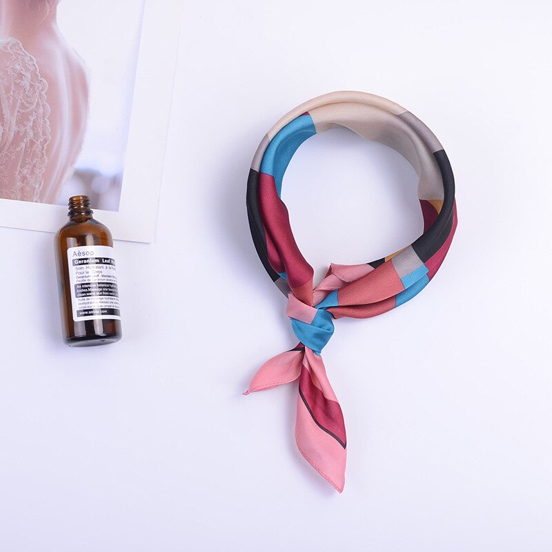 53 x 53 geometritryck flygvärdinna tryck dam siden twill halsduk satin fyrkantig slips dam foulard femme handduk bufanda sjal