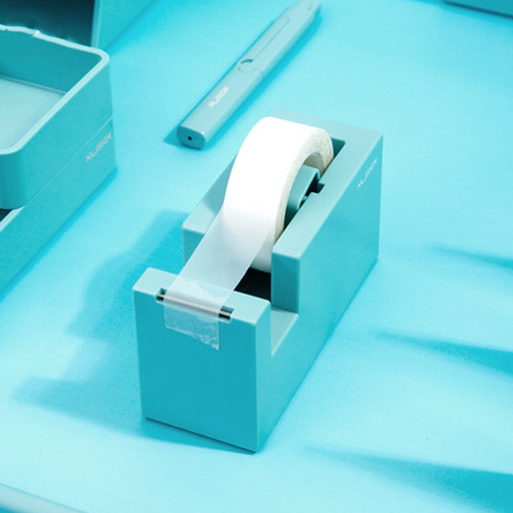Nusign bærbar tape cutter med tape sæde selvklæbende tape dispenser cutter tape holder opbevaringsboks arrangør papirvarer levering