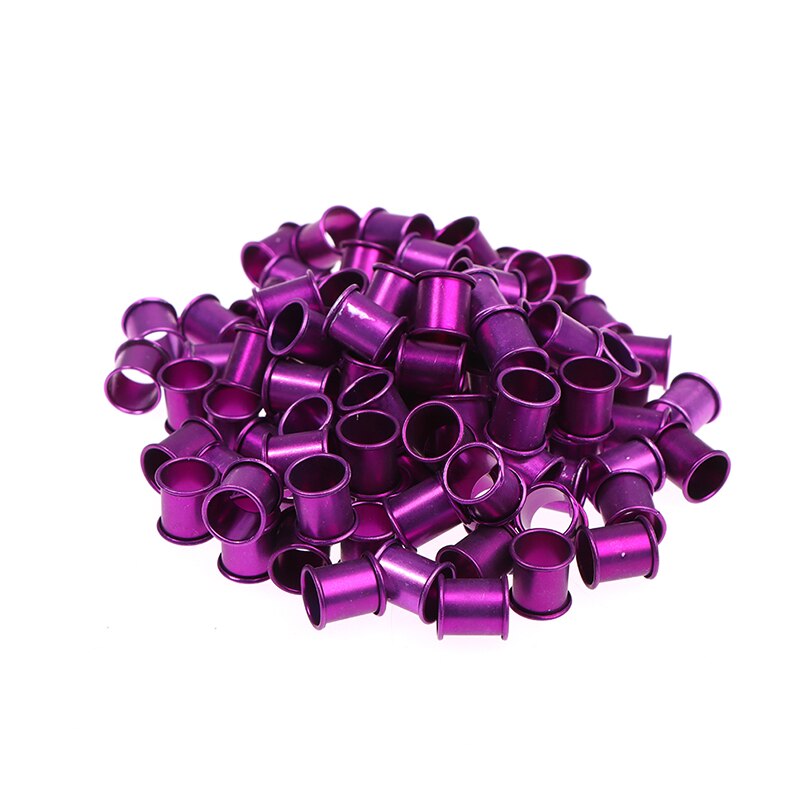 100 pcs Pigeon Foot Ring Inner diameter 8mm Length 10mm Aluminum Foot tag ring: Purple