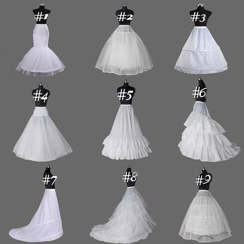 Hvid crinoline underskørt slips underskørt a-line havfrue hoop bryllup nederdel kjole