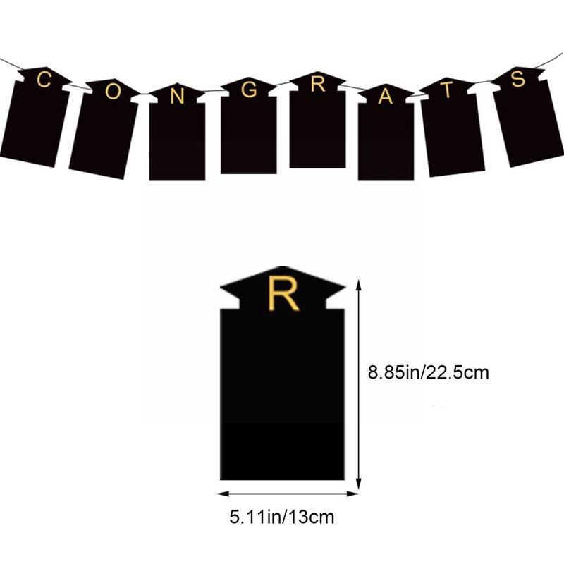 Graduation Party Flag Banners Gold Paper Letter Flags Congratulations Supplies Decoration Paper Bunting Grad H6T7