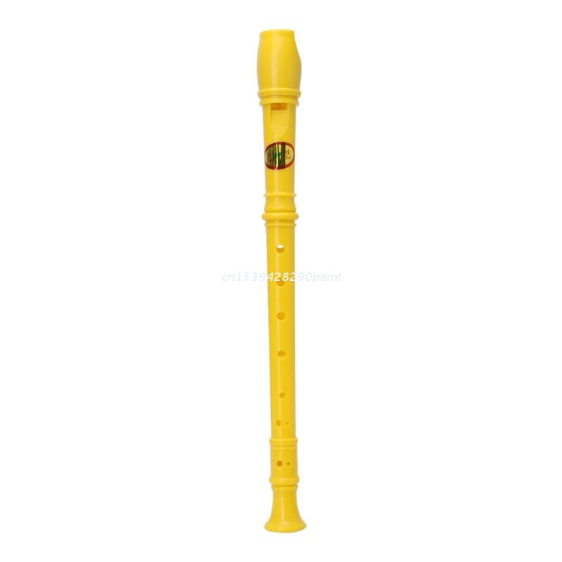 Plastic Instrument Musical Soprano Recorder Long Flute 8 Holes: Yellow