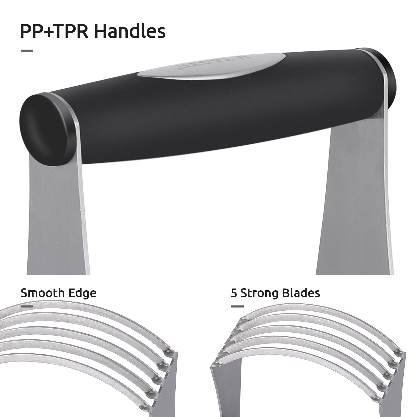 U-Taste Manual Pastry Blender Kitchen Dough Cutter Stainless Steel Blade Dough Mixer Butter Lard Cutter Baking Tool