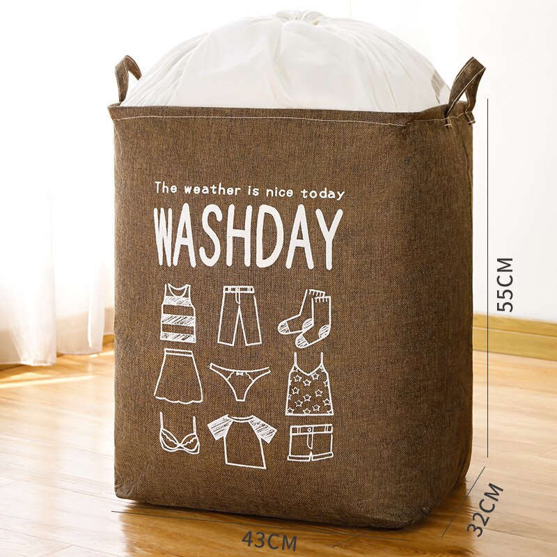 Cube Folding Laundry Basket Laundry Holder Organizer Dirty Clothes Storage Basket Toys Bucket Household Clothing Storage Bag: coffee 75L