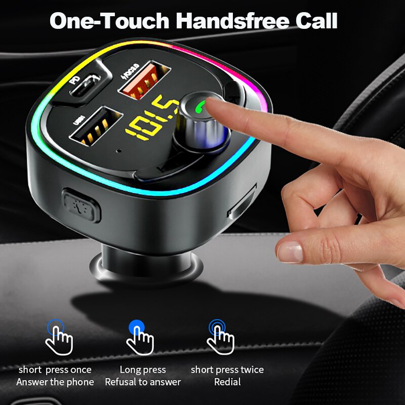 VR robot HIFI EQ Bluetooth 5.0 Car MP3 Player FM Transmitter Adapter Wireless Handsfree Car Kit with PD +QC 3.0 Quick Charge