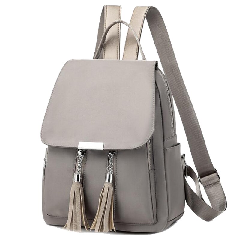 Chuwanglin rygsæk college nylon solid sort retro skoletasker til teenagere rygsæk rygsæk bogtasker  s40805: Khaki