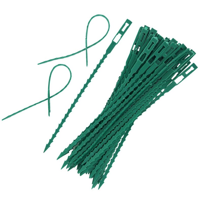 50/100 Uds. Bridas de plástico ajustables para cables de plantas bridas para cables reutilizables para soporte de escalada de árboles de jardín Clip de tallo de tomate de vid