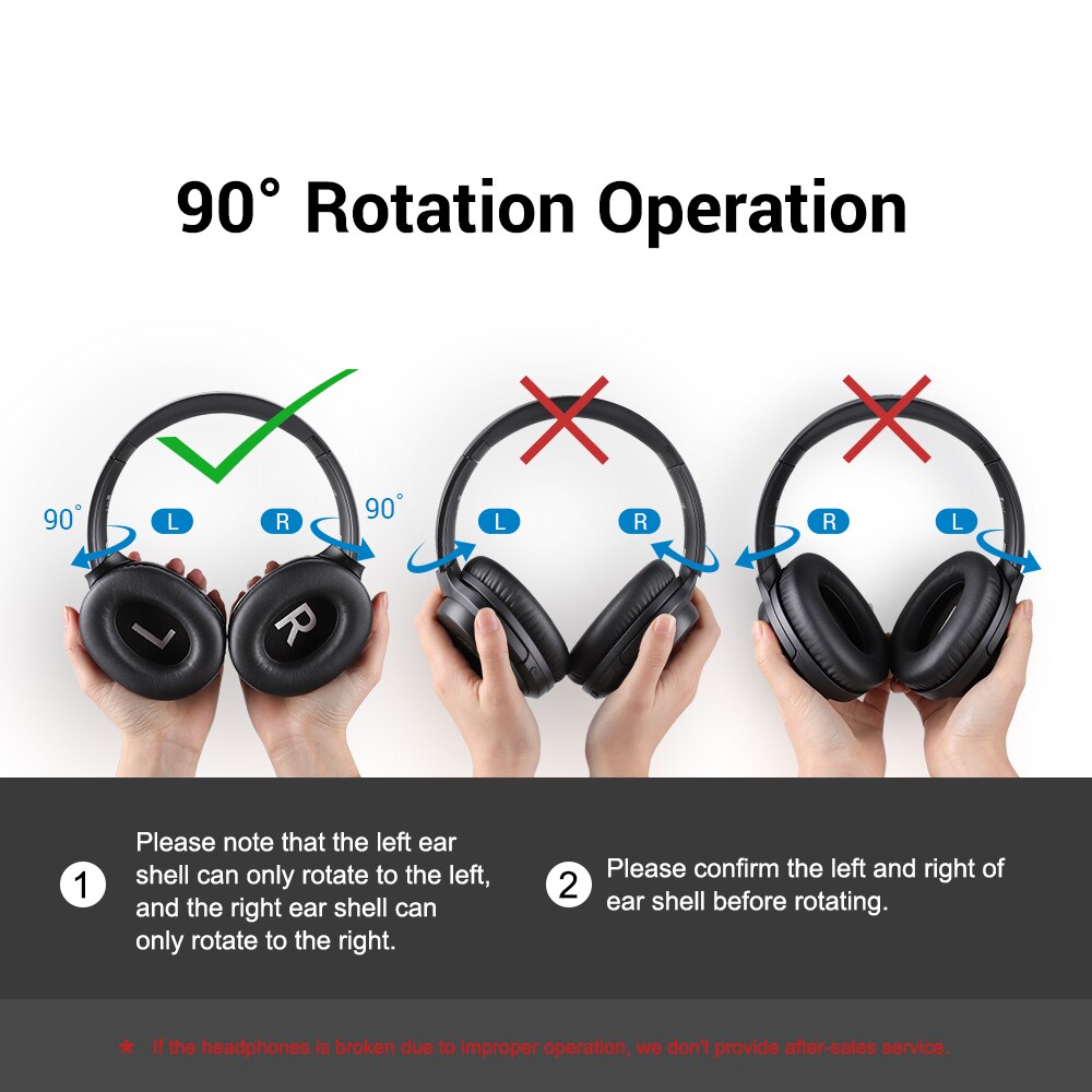 EKSA E5 Bluetooth 5.0 Headphones Active Noise Cancelling headphone 920mAH Wireless Headset With Mic For Phones Foldable Over-Ear