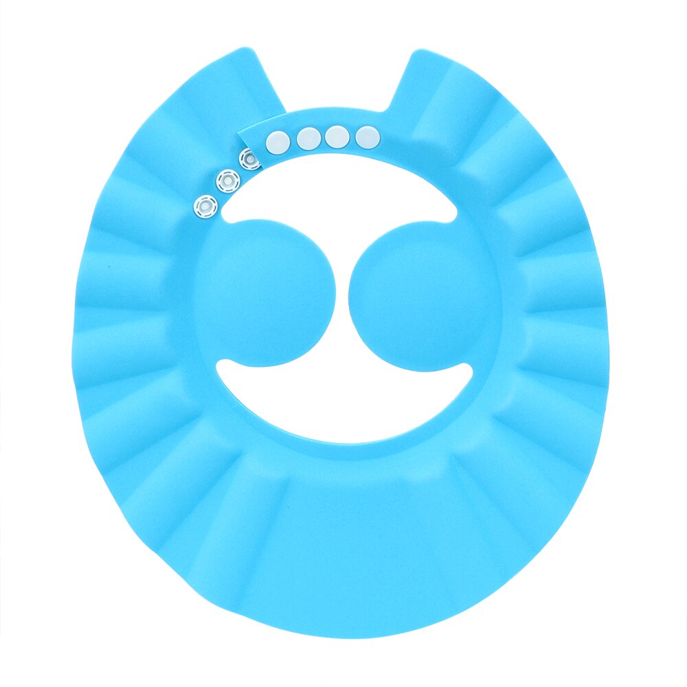 HOOMIN baño lavar el pelo gorra con protección para las orejas niños Cap champú gorros de ducha bebé ducha sombrero protector seguro suave sombrero ajustable: Azul