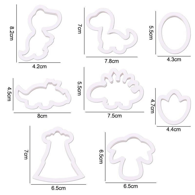 3/8 kpl 3d dinosauruksen keksileikkuria muotti dinosaurus fossiili fondantti keksi kohokuviointimuotti lapsille synttäreille leivontakakku koriste: B01-8 kpl