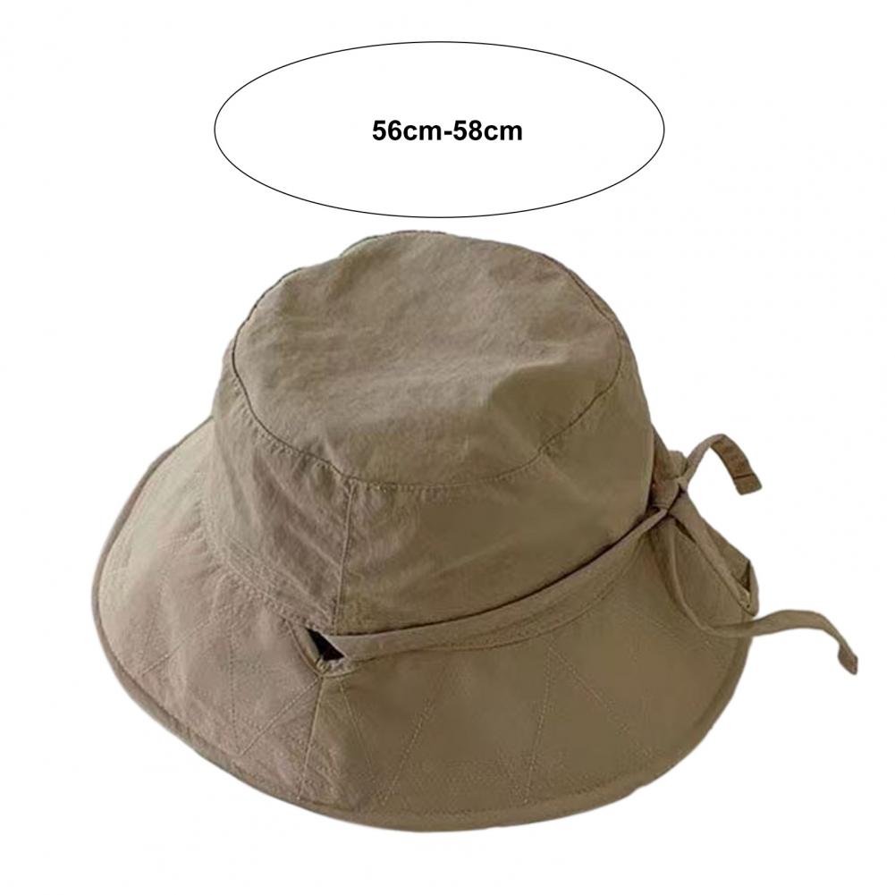 Sombrero de pescador para mujer, a prueba de viento, correa fija, ala ancha, sombrero de cubo para mujer, sombrilla de Color sólido, Anti-UV, tapa plana, gorra plegable de verano