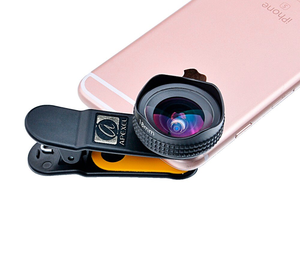 Apexel Optic Pro Lens-Kit de lente de cámara para teléfono móvil, lente de gran angular de 100 grados, alta claridad, para iPhone X, 8, más, smartphones, 18MM