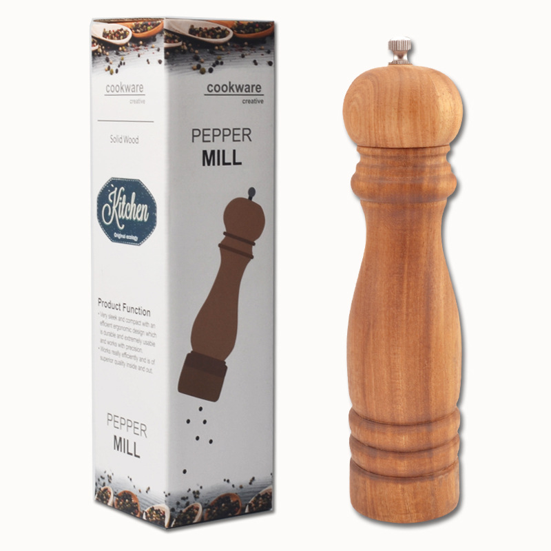 Pepermolen Handleiding Peper Molen Klassieke Houten Eiken Pepper Spice Salt Corn Mill Grinder Multifunctionele Keukengereedschap Zoutmolen Zoutmolen (Color : 5 Inch