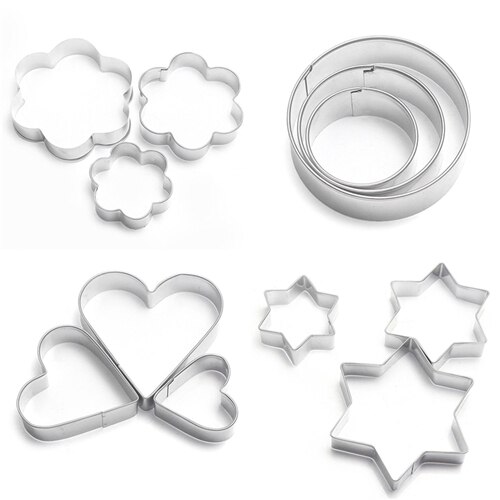 12 Stuks/set Rvs Cookie Cake DIY Mold Ster Hart Fruit Cutter Vorm Cakevorm