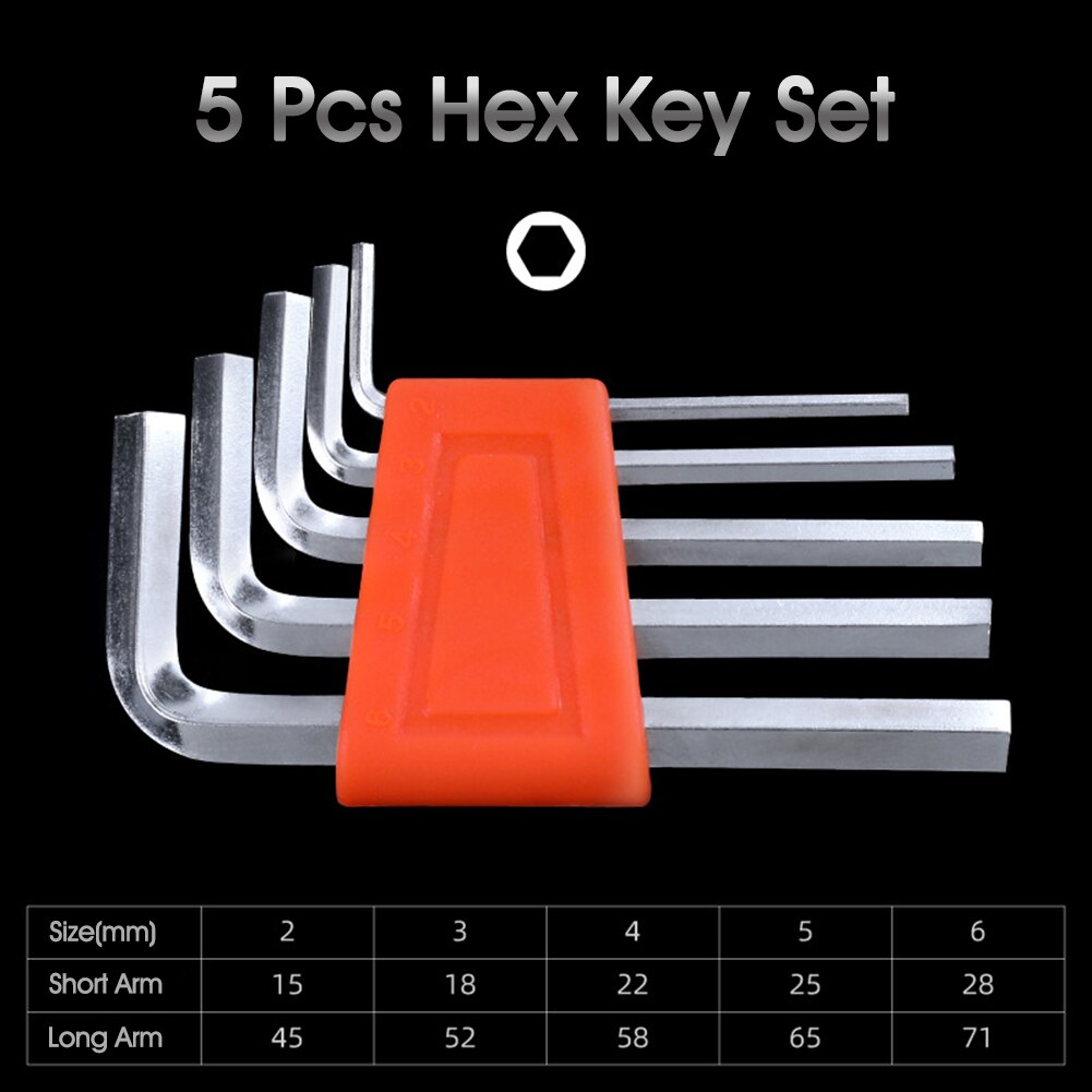 Juego de llaves Allen universales para bicicletas y motocicletas, Set de 5/8/11 Uds de Llaves hexagonales de acero al cromo vanadio, herramientas para el hogar: 5pcs