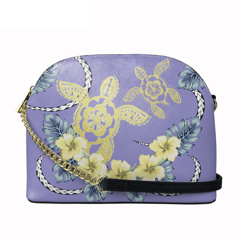 Nopersonality Polynesische Schildpad Met Hibiscus Print Vrouwen Pu Lederen Tas Brand Luxe Shell Tas Stijlvolle Schoudertas: HTBE069D49