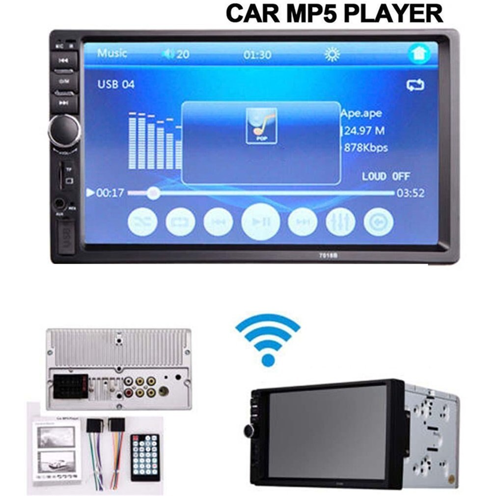 Mp5 bildisplay bil dobbel spindel  mp4 kort multimediaspiller multimediaspiller 7 tommers  mp5 bildisplay