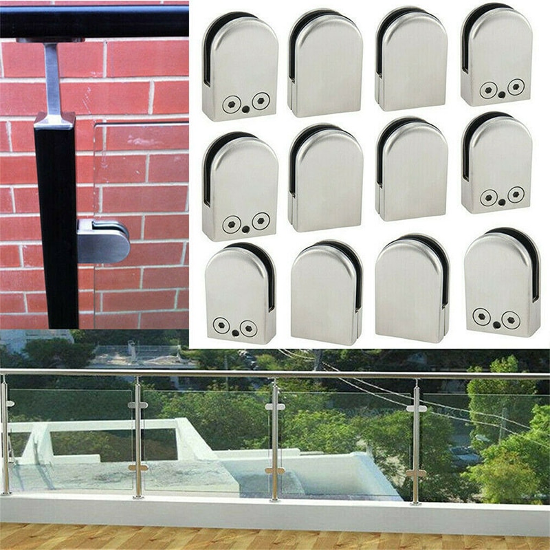 4 STUKS Maat Rvs Leuningen Balustrades Glas Klem Clips Beugel Voor 6-12mm Glas Corrosiebestendig eenvoudige Installatie